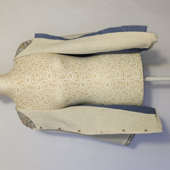 Madison Multiples Embroidered Studded Round Neck Southwestern Jacket Topper SZ L - Picture 11 of 15